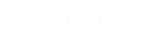 The image displays the text "JACK'S BOX OF CHAOS" in a bold, white font. The background is dark, making the text stand out prominently.